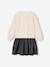 Long-sleeved dress for girls ecru+navy blue 