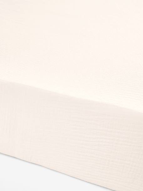Cotton gauze fitted sheet for kids ecru 