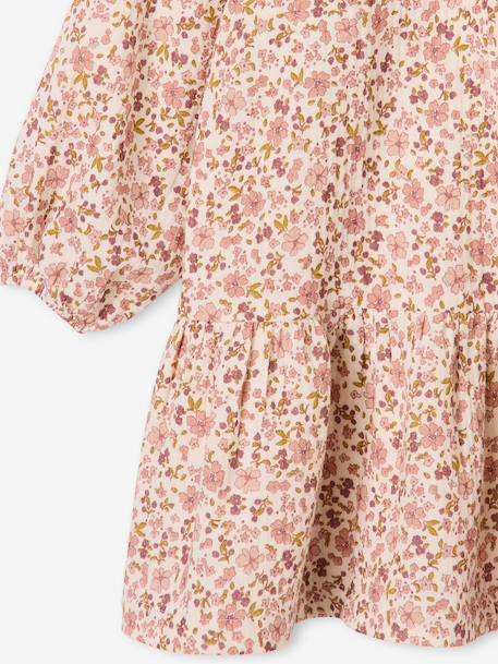 Short dress for girls ecru+khaki 