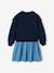 Long-sleeved dress for girls ecru+navy blue 