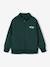 Zipped sweatshirt for boys with a trucker neck fir green+navy blue+red 