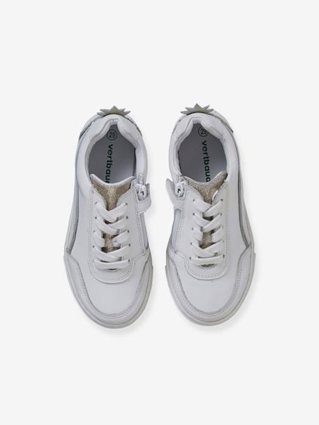 Leather Trainers, with Pineapple, for Girls White 