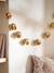 Braided rattan flower string lights beige 