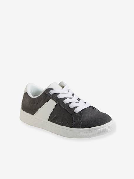 Split Leather Trainers for Boys Grey Anthracite 