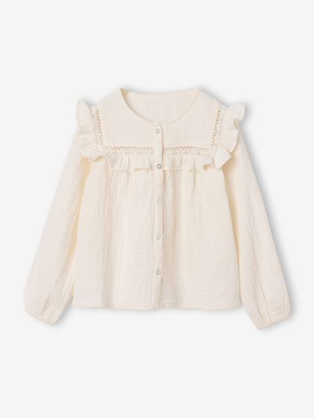 Long-sleeved shirt for girls rosy+slate blue+vanilla 