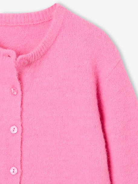 Button-through cardigan with long sleeves for girls blue+bordeaux red+rose 