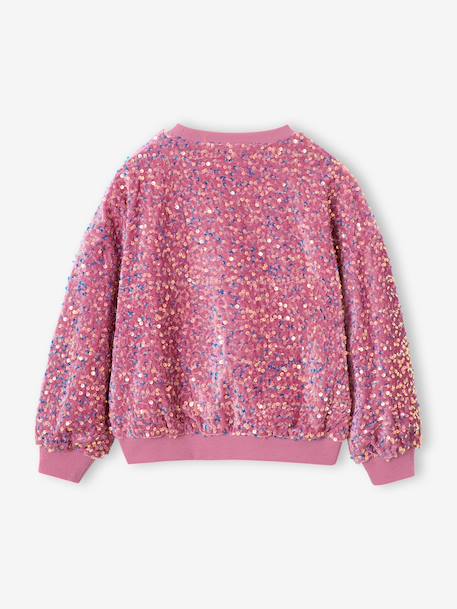 Sequinned Sweatshirt for Girls mauve+turquoise 
