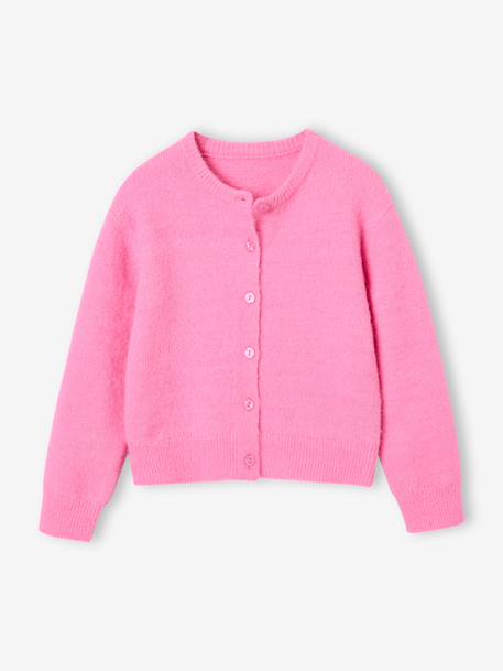 Button-through cardigan with long sleeves for girls blue+bordeaux red+rose 
