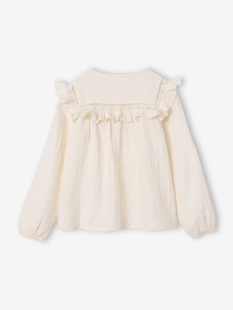 Long-sleeved shirt for girls rosy+slate blue+vanilla 