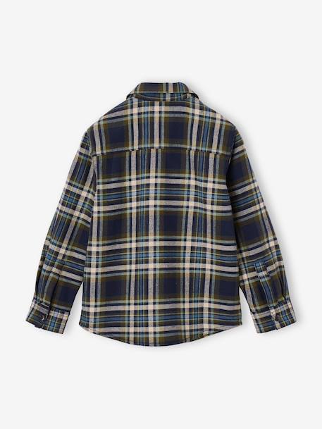 Chequered Flannel Shirt for Boys camel+chequered green+chequered navy blue+English green+night blue+slate blue 