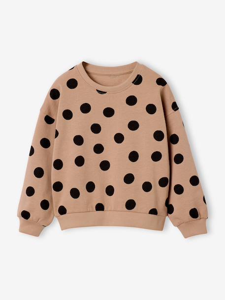 Round-neck sweatshirt for girls ecru+ivory+pale pink+taupe 