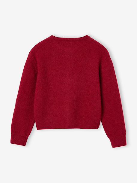 Button-through cardigan with long sleeves for girls blue+bordeaux red+rose 
