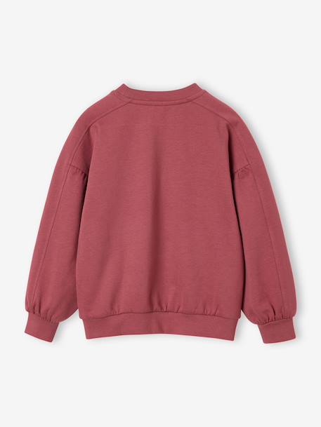 Sweatshirt with round neck for girls mauve+pale pink 