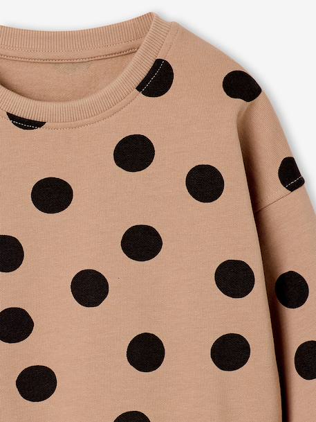 Round-neck sweatshirt for girls ecru+ivory+pale pink+taupe 