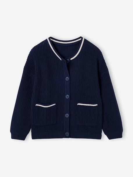 Knit cardigan for girls navy blue 
