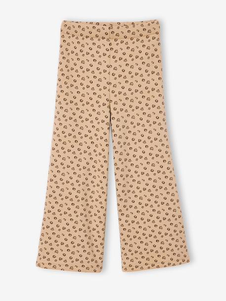 Wide-Leg Fleece Leggings for Girls navy blue+printed brown+vanilla 
