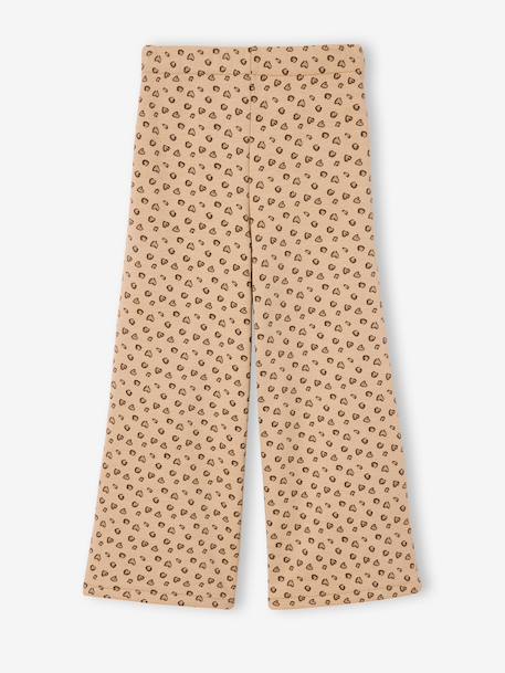Wide-Leg Fleece Leggings for Girls navy blue+printed brown+vanilla 