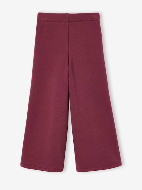 Girls' wide leggings lined with fleece knit emerald green+navy blue+plum 