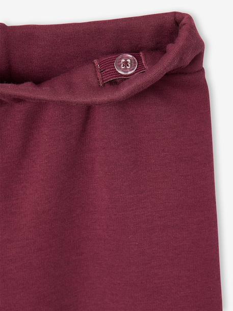 Girls' wide leggings lined with fleece knit emerald green+navy blue+plum 