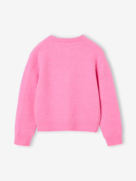 Button-through cardigan with long sleeves for girls blue+bordeaux red+rose 