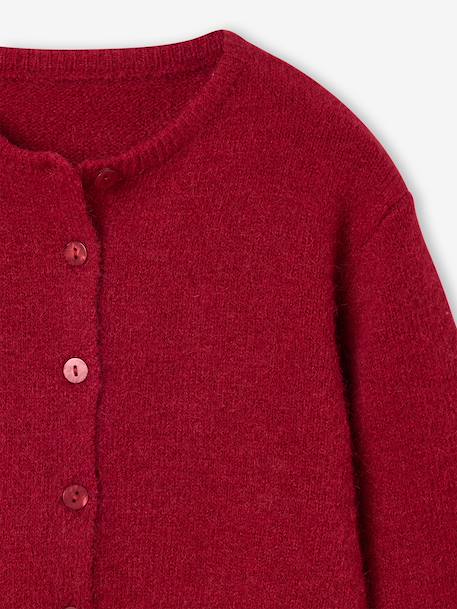 Button-through cardigan with long sleeves for girls blue+bordeaux red+rose 