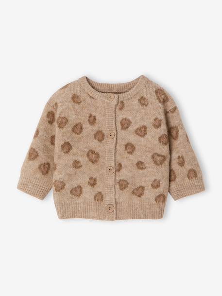 Buttoned cardigan for baby girls marl beige 