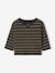 Long-sleeved striped T-shirt for baby cappuccino+khaki 