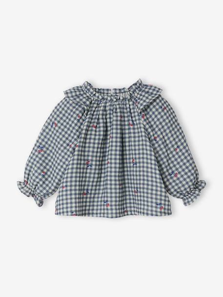 Long-sleeved blouse for baby girls grey blue 