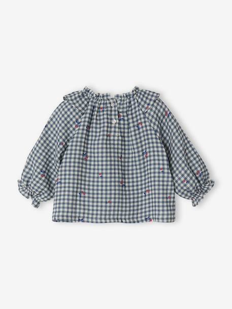 Long-sleeved blouse for baby girls grey blue 