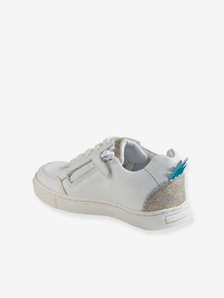 Leather Trainers, with Pineapple, for Girls White 