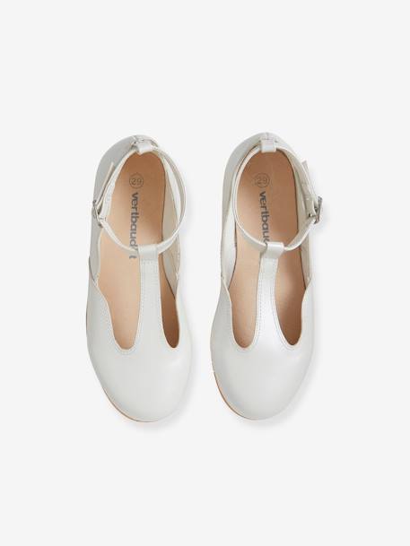 T-Strap Ballet Pumps for Girls Light Pink+White 