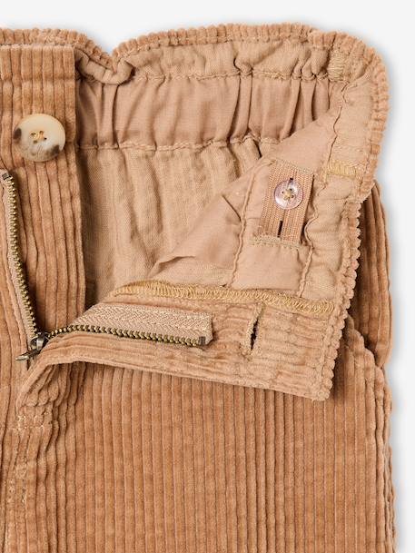 Wide Corduroy Paperbag Trousers for Girls bordeaux red+camel+mauve+navy blue+olive 