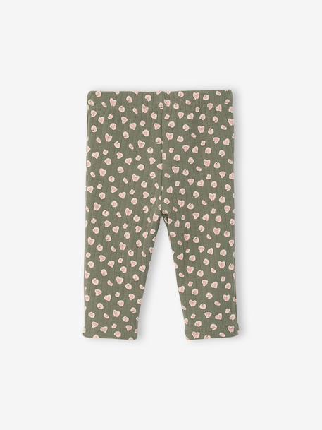 Printed Ribbed Knit Leggings for Babies sage green+taupe 