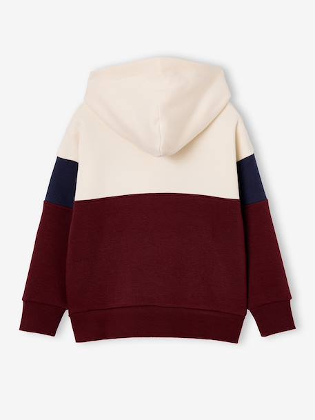 Boys' colour block hooded sweatshirt bordeaux red+red 