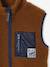 Sleeveless sherpa cardigan for boys caramel+ecru 