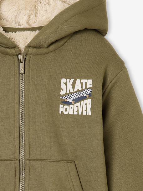 Zip-up hooded sweatshirt for boys khaki+navy blue 