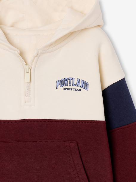 Boys' colour block hooded sweatshirt bordeaux red+red 