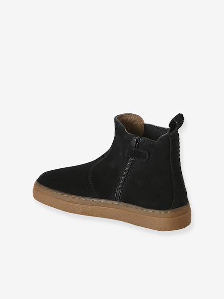 Leather Boots with Elastic & Zip, for Girls black+camel+gold+navy blue 