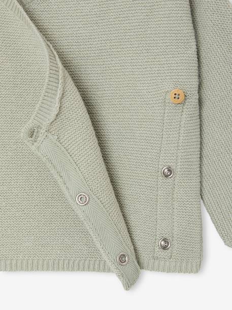 Wrap-Over Cardigan in Wool & Cotton for Babies cappuccino+marl beige+pale pink+sage green+white 
