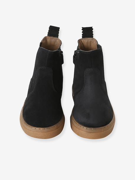 Leather Boots with Elastic & Zip, for Girls black+camel+gold+navy blue 