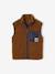 Sleeveless sherpa cardigan for boys caramel+ecru 
