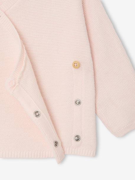 Wrap-Over Cardigan in Wool & Cotton for Babies cappuccino+marl beige+pale pink+sage green+white 