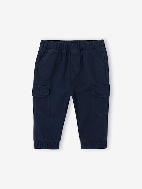 Twill Cargo Trousers for Babies navy blue+olive 
