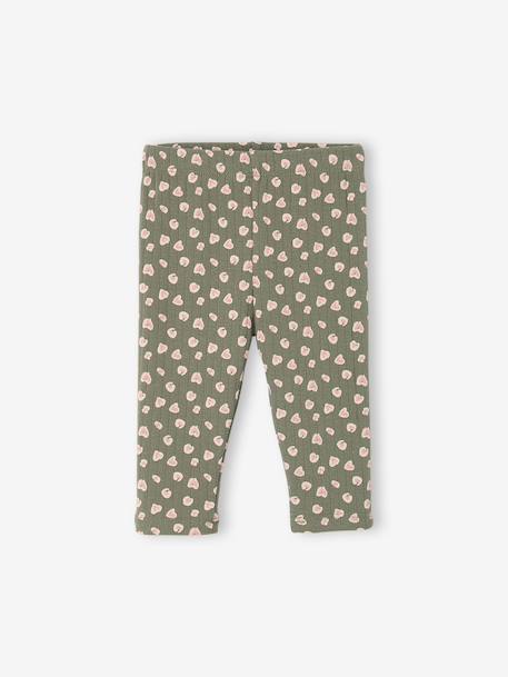 Printed Ribbed Knit Leggings for Babies sage green+taupe 