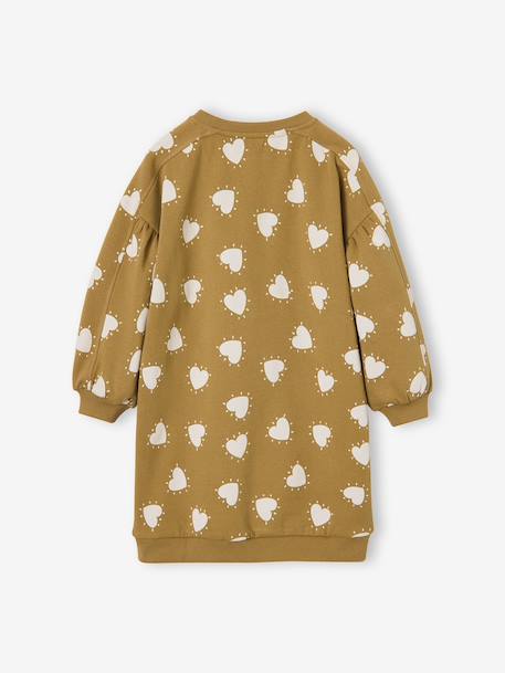 Short sweatshirt dress for girls ecru+olive 