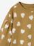 Short sweatshirt dress for girls ecru+olive 