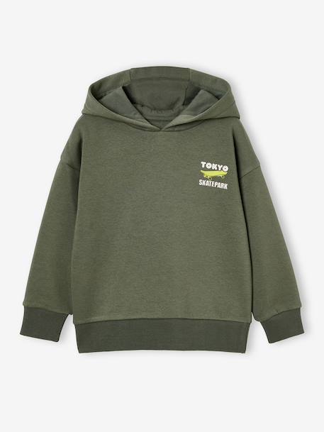 Hoodie with Motif on Chest for Boys, Basics orange+sage green 