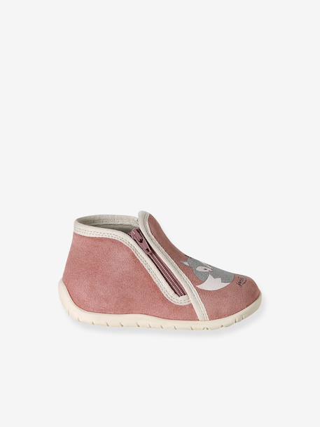 Zipped Soft Leather Ankle Boots for Babies gold+old rose 
