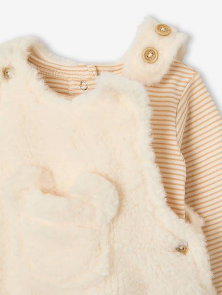 Dungarees and bodysuit set for baby vanilla 