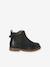 Pair of baby first steps boots black+golden yellow 